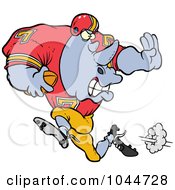 Poster, Art Print Of Cartoon Football Rhino Running