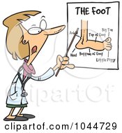 Royalty Free RF Clip Art Illustration Of A Cartoon Female Foot Doctor Pointing At A Chart by toonaday