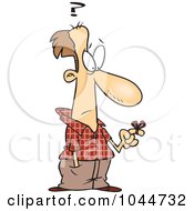 Royalty Free RF Clip Art Illustration Of A Cartoon Reminder String On A Forgetful Mans Finger by toonaday