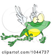 Royalty Free RF Clip Art Illustration Of A Cartoon Flying Winged Frog