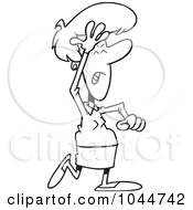 Royalty Free RF Clip Art Illustration Of A Cartoon Black And White Outline Design Of A Forgetful Businesswoman Slapping Her Forehead