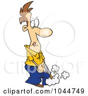 Royalty Free RF Clip Art Illustration Of A Cartoon Man Shooting His Own Foot by toonaday
