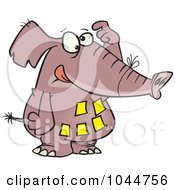 Poster, Art Print Of Cartoon Forgetful Elephant With Notes On His Belly