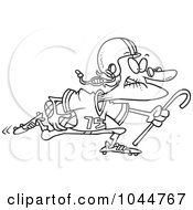 Royalty Free RF Clip Art Illustration Of A Cartoon Black And White Outline Design Of A Granny Football Player
