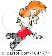 Royalty Free RF Clip Art Illustration Of A Cartoon Boy Flapping His Arms And Flying