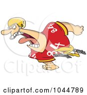 Royalty Free RF Clip Art Illustration Of A Cartoon Running Football Player