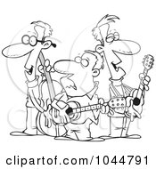 Poster, Art Print Of Cartoon Black And White Outline Design Of A Folk Music Band
