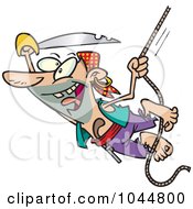 Cartoon Attacking Pirate Swinging On A Rope