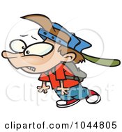 Poster, Art Print Of Cartoon School Boy Dragging His Foot
