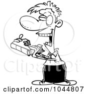 Royalty Free RF Clip Art Illustration Of A Cartoon Black And White Outline Design Of A Man Taking A Bite Out Of A Book