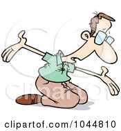Royalty Free RF Clip Art Illustration Of A Cartoon Man Begging For Forgiveness by toonaday