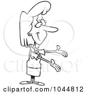 Royalty Free RF Clip Art Illustration Of A Cartoon Black And White Outline Design Of A Forgiving Woman by toonaday
