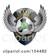 Royalty Free RF Clipart Illustration Of A Winged Brazilian Soccer Ball Crest by stockillustrations