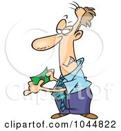 Cartoon Businessman Holding Fake Money