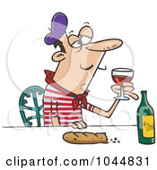 Poster, Art Print Of Cartoon French Man With Wine And Bread