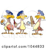 Cartoon Three French Hens