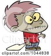 Royalty Free RF Clip Art Illustration Of A Cartoon Frankenstein Boy Trick Or Treating by toonaday