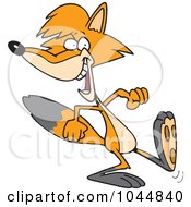 Poster, Art Print Of Cartoon Black And White Outline Design Of A Walking Fox