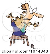 Royalty Free RF Clip Art Illustration Of A Cartoon Mouse Scaring A Businessman by toonaday