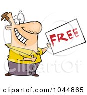 Royalty Free RF Clip Art Illustration Of A Cartoon Man Holding A Free Sign