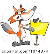 Poster, Art Print Of Cartoon Fox Presenting A Blank Sign