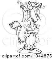 Royalty Free RF Clip Art Illustration Of A Cartoon Black And White Outline Design Of A Freezing Faun by toonaday