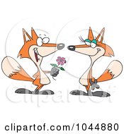 Poster, Art Print Of Cartoon Romantic Fox Giving His Mate A Flower