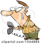 Poster, Art Print Of Cartoon Man Holding Out A Landline Phone