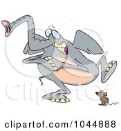 Royalty Free RF Clip Art Illustration Of A Cartoon Mouse Scaring An Elephant by toonaday
