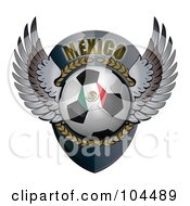 Poster, Art Print Of Winged Mexico Soccer Ball Crest