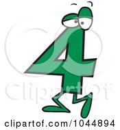 Royalty Free RF Clip Art Illustration Of A Cartoon Number Four 4 Character by toonaday