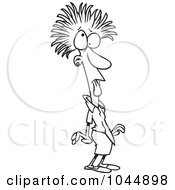 Royalty Free RF Clip Art Illustration Of A Cartoon Black And White Outline Design Of A Frazzled Businesswoman