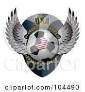 Royalty Free RF Clipart Illustration Of A Winged American Soccer Ball Crest by stockillustrations