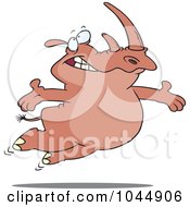 Royalty Free RF Clip Art Illustration Of A Cartoon Free Rhino Jumping
