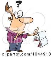 Poster, Art Print Of Cartoon Confused Man Holding A Book