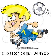 Poster, Art Print Of Cartoon Running Soccer Boy