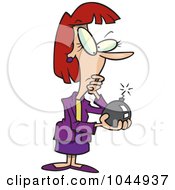 Poster, Art Print Of Cartoon Businesswoman Holding A Bomb