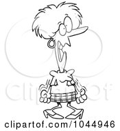 Royalty Free RF Clip Art Illustration Of A Cartoon Black And White Outline Design Of A Frustrated Businesswoman