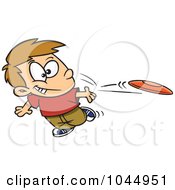Cartoon Boy Tossing A Frisbee