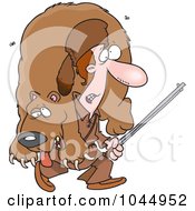 Royalty Free RF Clip Art Illustration Of A Cartoon Frontiersman Carrying A Bear by toonaday