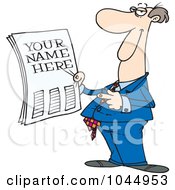 Royalty Free RF Clip Art Illustration Of A Cartoon Businessman Holding Front Page News
