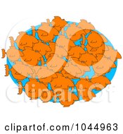 Royalty Free RF Clipart Illustration Of A School Of Orange Fish With Big Noses