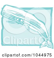 Royalty Free RF Clipart Illustration Of A Blue Woodcut Style Design Of A Sperm Whale