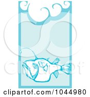 Poster, Art Print Of Woodcut Styled Angler Fish In Blue Water