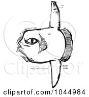 Poster, Art Print Of Black And White Woodcut Style Sunfish