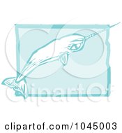 Blue Woodcut Style Design Of A Narwhal