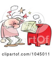 Royalty Free RF Clip Art Illustration Of A Frustrated Toon Guy Inserting A Package The Wrong Way