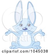 Royalty Free RF Clip Art Illustration Of A Cute Blue Bunny Holding His Arms Open by yayayoyo