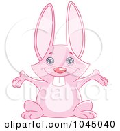 Poster, Art Print Of Cute Pink Bunny Holding His Arms Open