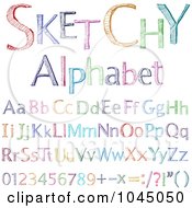 Poster, Art Print Of Digital Collage Of Colorful Sketched Alphabet Letters And Numbers